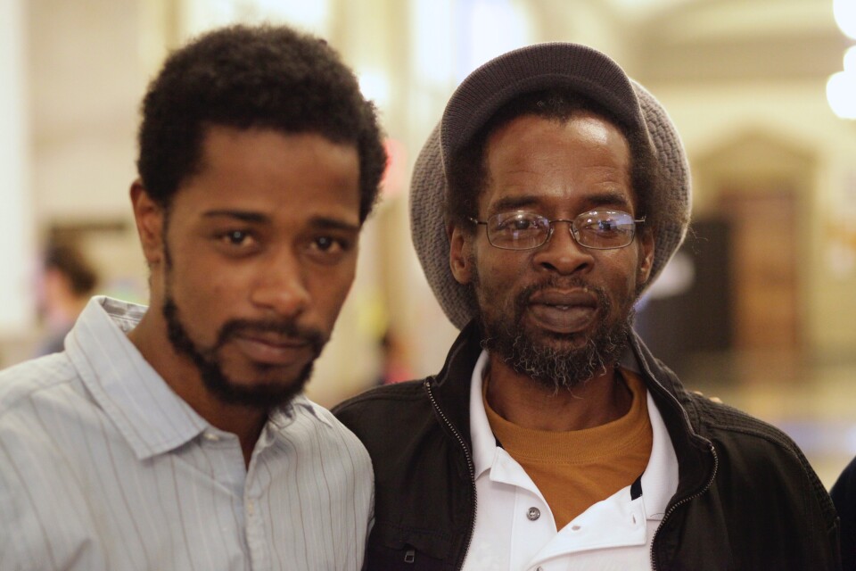 Actor Lakeith Stanfield and Colin Warner on the set of "Crown Heights."