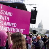 Planned Parenthood members and 20 other ally organizations hold a "Stand Up for Women's Health" rally in support of preventive health care and family planning services.