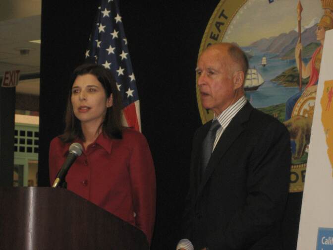 California Attorney General Jerry Brown and Deputy Attorney General Alexandra Robert Gordon.