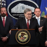 U.S. Attorney General William Barr speaks about the release of the redacted version of the Mueller report at the Department of Justice April 18, 2019 in Washington, DC. 