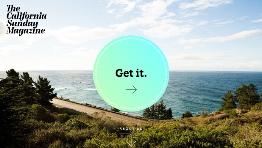 Screen shot taken of The California Sunday Magazine website on October 3, 2014.
