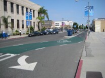 A bike lane in Long Beach.