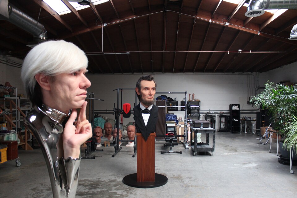 Kazuhiro Tsuji's hyperrealist sculptures of Andy Warhol and Abraham Lincoln.