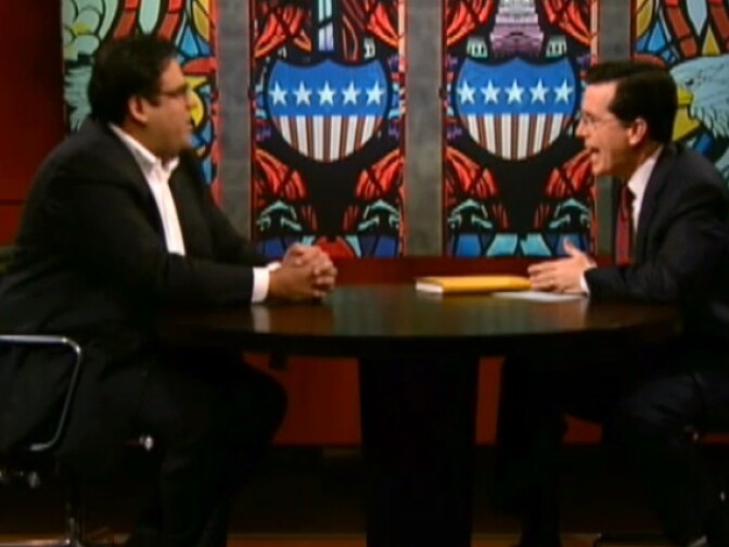 Screenshot from Gregory Rodriguez's appearance on "The Colbert Report."