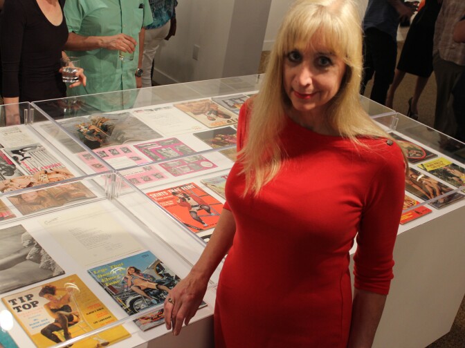 Taschen's Sexy Books editor Dian Hanson at "Bizarre Life - The Art of Elmer Batters and Eric Stanton" at The Taschen Gallery