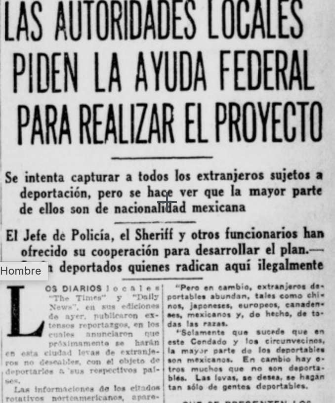 A black and white image of La Opinion, a Spanish language newspaper