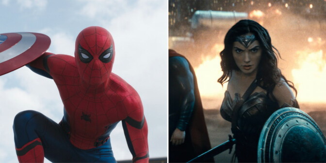 (Left) Spider-Man played by Tom Holland, (Right) Wonder Woman played by Gal Gadot