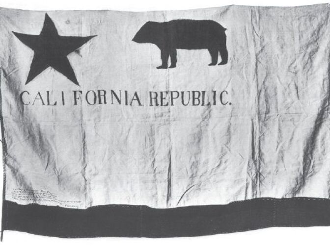 The original flag of the California Republic, flown for 25 days during the Bear Flag Revolt of 1846.