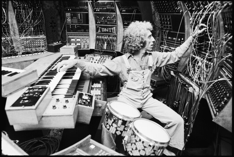 Record producer Malcolm Cecil in studio. PBS "Soundbreaking."