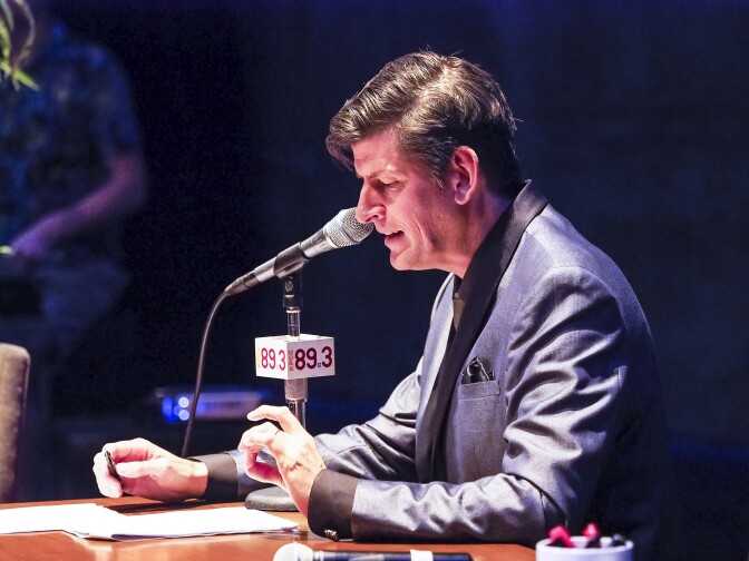 KPCC's John Rabe hosts Off-Ramp's 10th Anniversary special, performed live at the Los Angeles Theater Center in Downtown LA