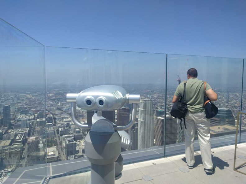 The view from the observation deck of SkySpace atop the U.S. Bank Tower in downtown L.A.