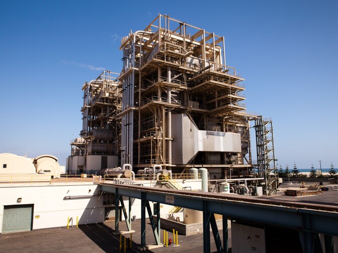 A view of electricity generating units 1 & 2 at the AES Power Plant in Huntington Beach.