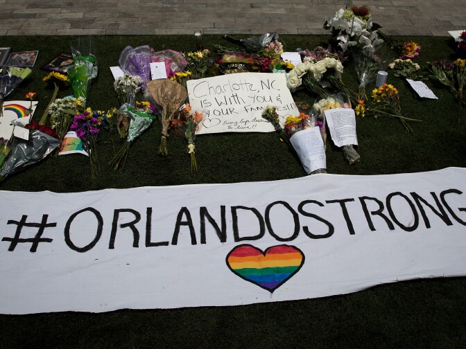 ORLANDO, FL - JUNE 13:  on South Orange Avenue down the street from Pulse Nightclub on June 13, 2016 in Orlando, Florida. The shooting at Pulse Nightclub, which killed 50 people and injured 53, is the worst mass-shooting event in American history. (Photo by Drew Angerer/Getty Images)