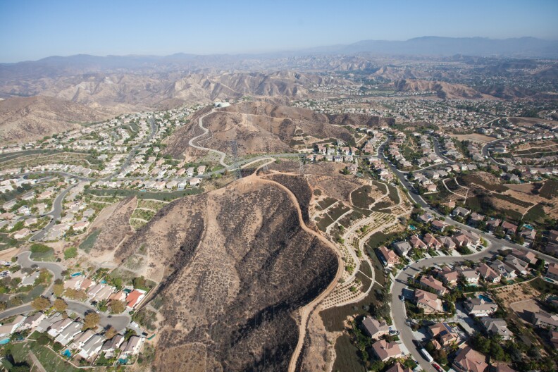 The Los Angeles Aqueduct flows in pipelines in Santa Clarita, Calif. After the aqueduct was completed in 1913, population in Los Angeles and the surrounded areas started to boom.