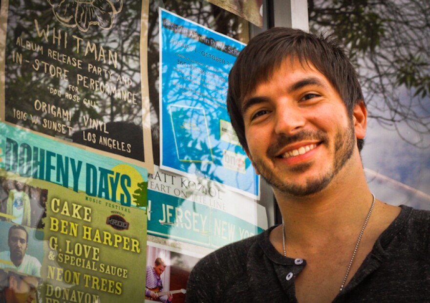 Tony Essa is part-owner of BACKSIDE, a record and clothing store in Echo Park that is hosting local bands who were supposed to play at the Sunset Junction Street Fair.