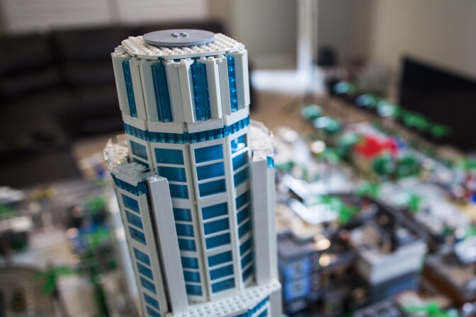 The 1,018-foot US Bank Tower is one of many Los Angeles landmarks that Jorge Parra Jr. decided to include as part of his Lego version of LA. Parra, who recently graduated from UCLA, hopes to soon make a Lego model of Royce Hall.