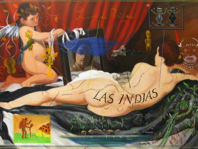 This 2006 oil painting titled "Las Indias" by artist Raul Guerrero will be on display at the exhibit "Letters from Los Angeles" at the LA Art Show. 



