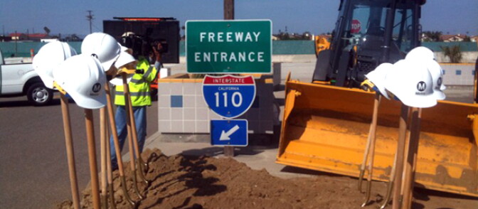 Metro and CALTRANS officials joined elected officials Wednesday, July 6 at the Artesia Transit Center in officially breaking ground on the ExpressLanes project that will convert existing carpool lanes along the Harbor Freeway and the San Bernardino Freeway to high occupancy toll lanes.  