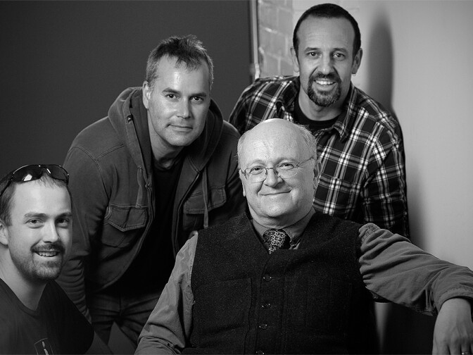 The crew of "Turtle Power" poses with Teenage Mutant Ninja Turtle creator Peter Laird. 