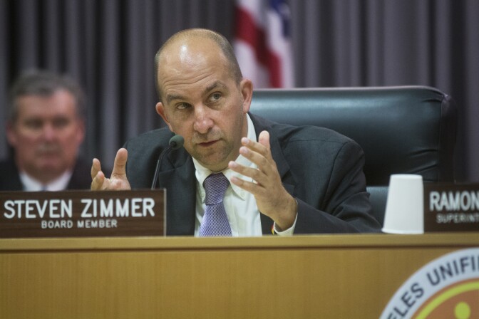 FILE: Los Angeles Unified Board President Steve Zimmer and other members of the board approved a list of traits that it wants in the next district superintendent.