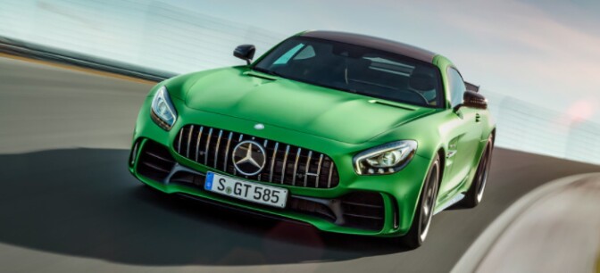 The new Mercedes Benz AMG-GT-R is decked out in Greenery, Pantone's color for 2017.
