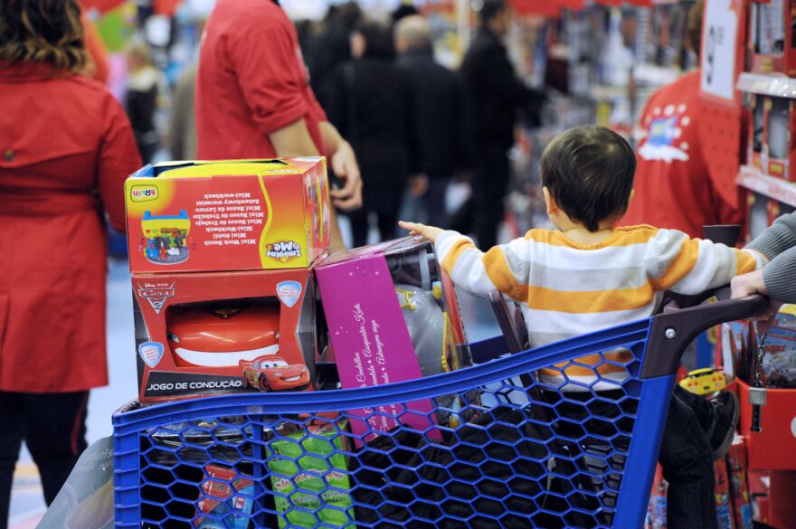 People make their Christmas shopping in a toys shop on December 15, 2012 in Saint-Pierre-des-Corps, near Tours.
