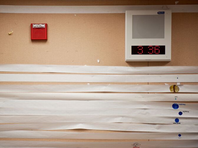 Each classroom has a digital clock and announcement speaker. The clocks can now be changed at once, instead of individually in each room.