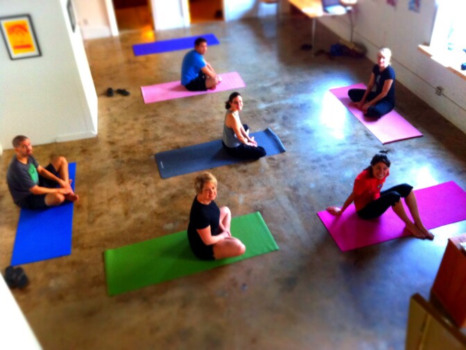 Yoga practitioners at a studio in Raleigh, NC.