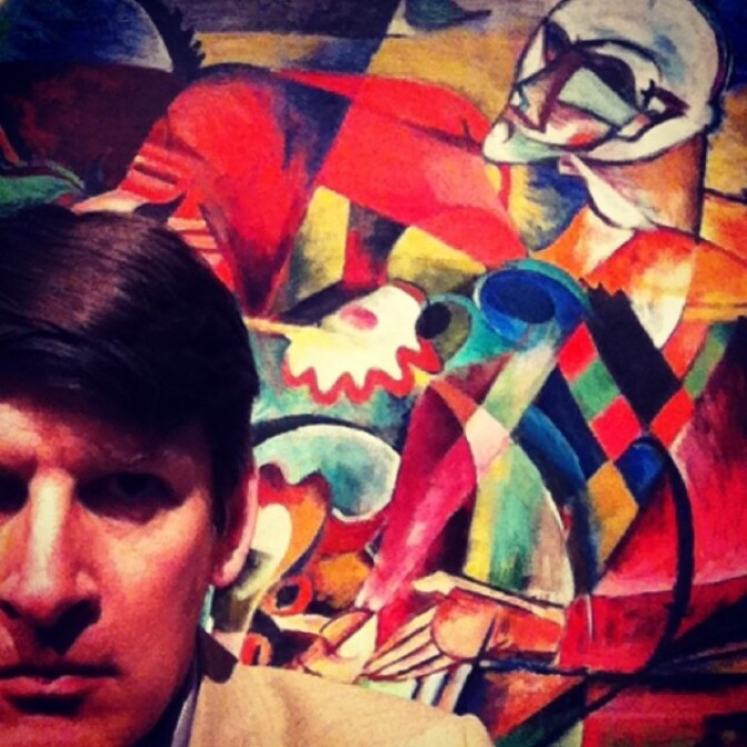 Rabe's selfie at LACMA's Expressionism in Germany and France exhibition.