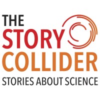 The Story Collider Stories About Science logo with an abstract spiral image in the top right