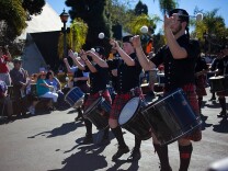 Photo of musical performers at the Queen Mary ScotsFestival in Long Beach. 