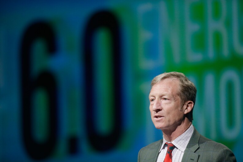 LAS VEGAS, NV - AUGUST 13:  Tom Steyer introduces a panel during the National Clean Energy Summit 6.0 at the Mandalay Bay Convention Center on August 13, 2013 in Las Vegas, Nevada.  (Photo by Isaac Brekken/Getty Images for National Clean Energy Summit 6.0)