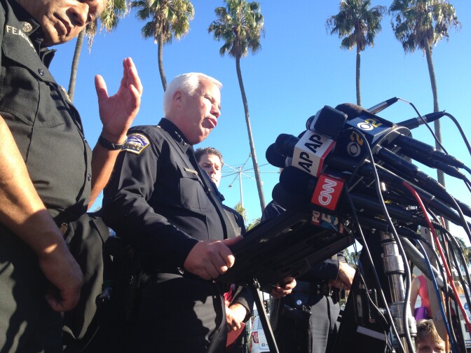 L.A. Airport Police chief Pat Gannon address the media about six hours after the airport shooting at LAX on November 1, 2013.