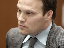 UCLA organic chemistry professor, Patrick Harran appears for his arraignment at Los Angeles Superior Criminal Courts building in Los Angeles on Wednesday, April 11, 2012. Harran is being charged in connection with a laboratory fire that killed a staff research assistant at UCLA in December 2008. Harran was released on his own reconnaissance as the court postponed the arrangement until June 7.  (AP Photo/Damian Dovarganes)