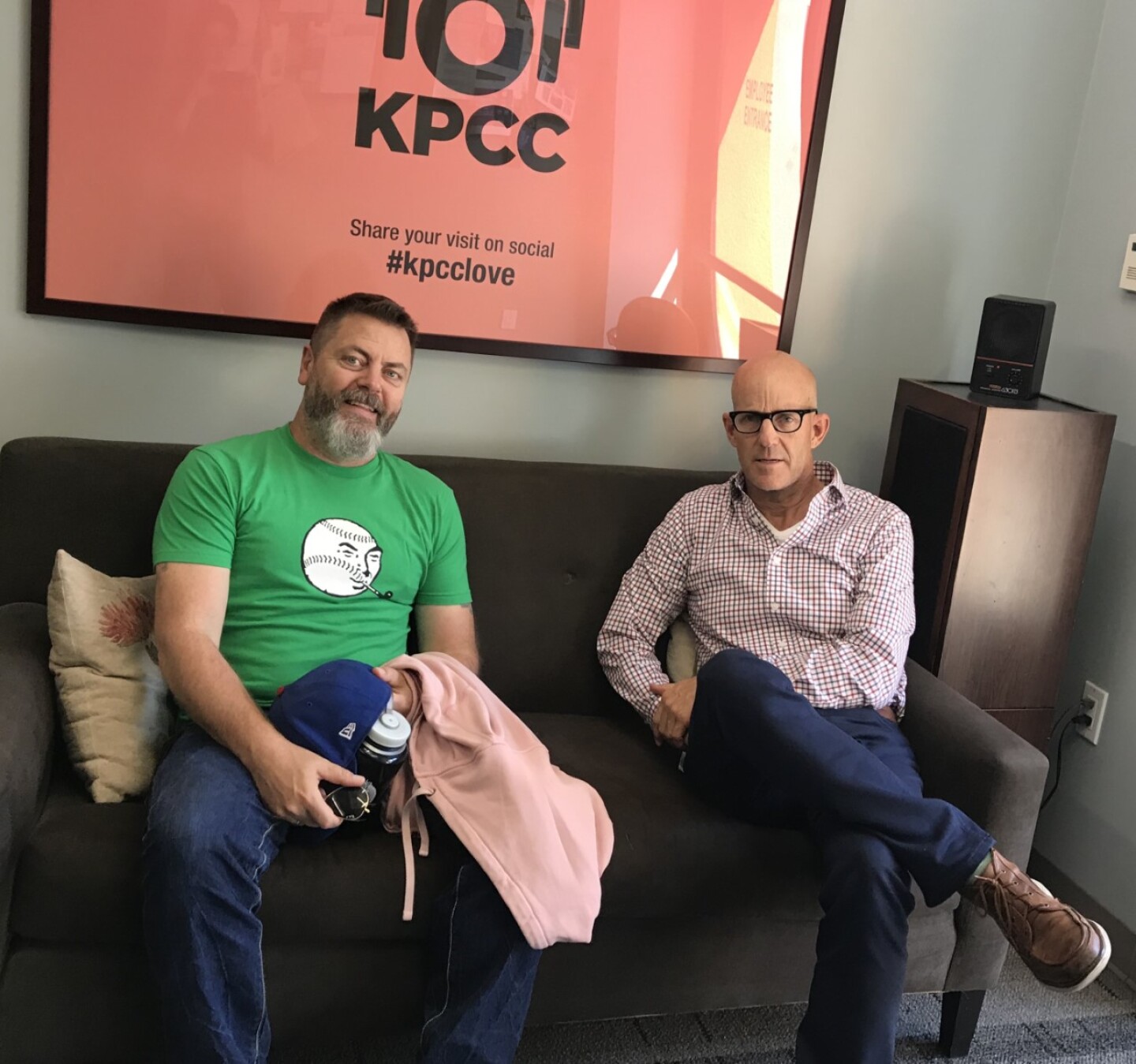 Nick Offerman, left, recently visited The Frame studio for a chat with host John Horn.