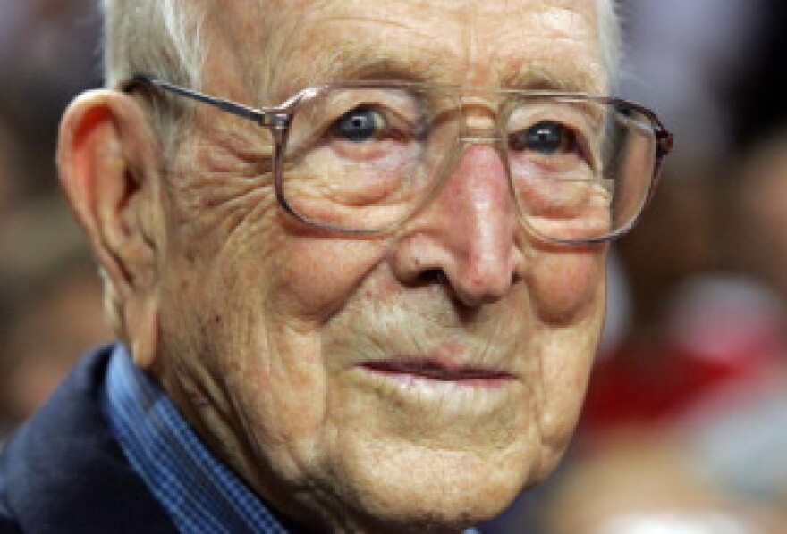 John Wooden the former coach at UCLA is pictured after the boys game at the McDonald's All American High School Basketball Games on March 28, 2007 at Freedom Hall in Louisville, Kentucky.