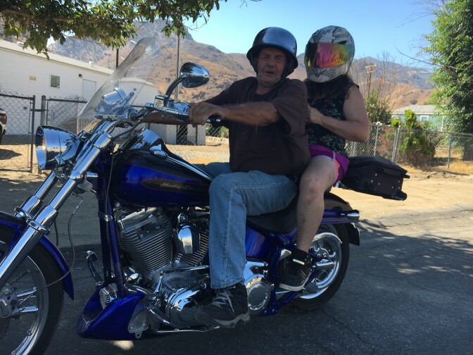 Kenny and Teresa Randazzo ride away from the manufactured house provided by FEMA and the state Office of Emergency Services after their uninsured mobile home was burned in the June 2016 Erskine Fire.