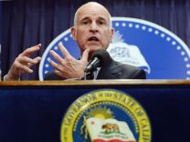 File: California Gov. Jerry Brown at a Los Angeles news conference in 2012.