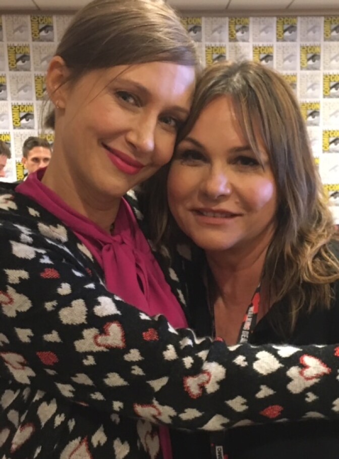 Vera Farmiga played Norma Bates and was executive producer on "Bates Motel." Kerry Ehrin is co-creator and executive producer of "Bates Motel." This photo was taken at Comic-Con and is shared courtesy of Ehrin.
