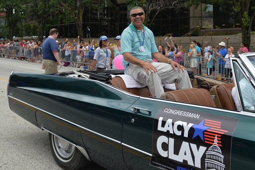 Former U.S. Rep. Lacy Clay rides in a car during the annual PrideFest parade in St. Louis, Missouri on June 28, 2015. Clay was defeated in the 1st District 2020 primary by current Rep. Cori Bush, also a Democrat.