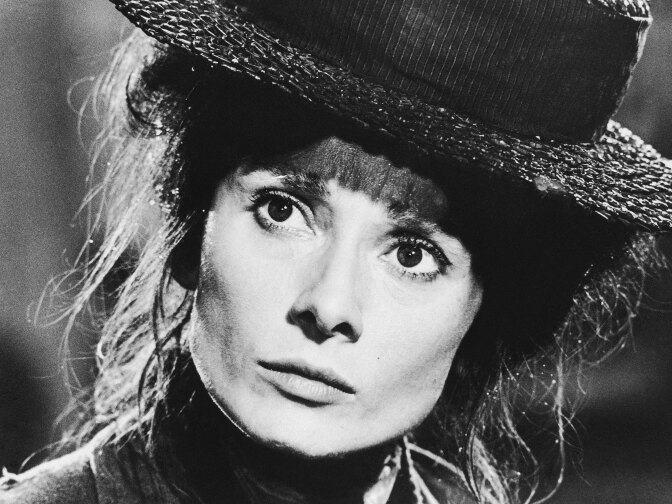 Audrey Hepburn is seen as the flower girl, Eliza Doolittle, in the film version of <em>My Fair Lady</em> in 1964.