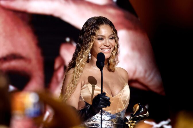 Beyoncé accepts Best Dance/Electronic Music Album for “Renaissance” onstage during the 65th GRAMMY Awards at Crypto.com Arena in Los Angeles, California.
