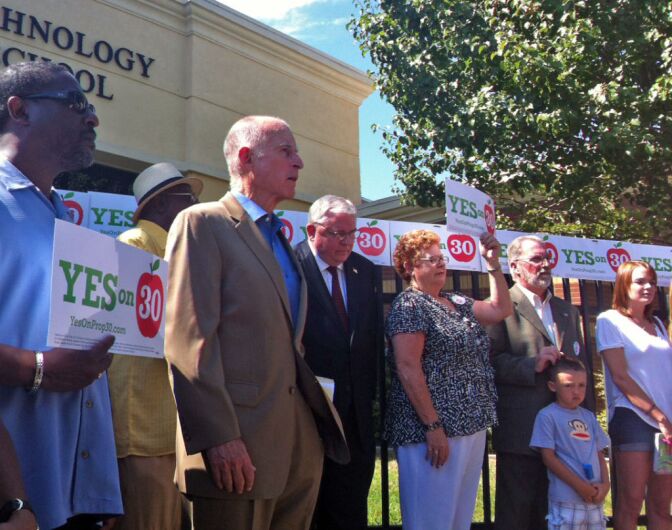 Gov. Jerry Brown launches the Prop 30 media campaign on Aug. 15, 2012.