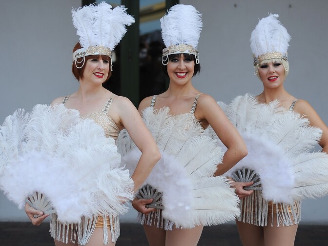 Ladies dress in period costumes during the Art Deco Festival on February 17, 2018 in Napier, New Zealand.