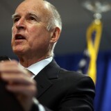 SAN FRANCISCO, CA - JANUARY 17:  California Gov. Jerry Brown speaks during a news conference on January 17, 2014 in San Francisco, California.  Gov. Brown declared a drought state of emergency for  California as the state faces water shortfalls in what is expected to be the driest year in state history. Residents are being asked to voluntarily reduce water usage by 20%.  (Photo by Justin Sullivan/Getty Images)