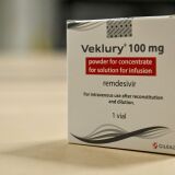 This picture shows cardboxes of Remdesivir at Movianto premises, as parcels of drugs are being sent to India, in Aalst, on April 30, 2021. - Belgium will help India, where the situation in the ongoing pandemic is very severe, with 9000 doses of the antiviral drug Remdesivir. The pharmaceuticals have to be packed in special cases before they leave on a flight tonight. - Belgium OUT (Photo by DIRK WAEM / various sources / AFP) / Belgium OUT (Photo by DIRK WAEM/Belga/AFP via Getty Images)