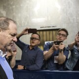 Harvey Weinstein leaves the Manhattan Criminal Court on May 25, 2018 in New York. - Weinstein was arrested and charged Friday with rape and other sex crimes involving two separate women, New York police announced shortly after the fallen Hollywood mogul surrendered to authorities. (Photo by KENA BETANCUR / AFP)        (Photo credit should read KENA BETANCUR/AFP/Getty Images)