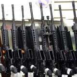 Various AR-15 rifles for sale in the shop at On Target shooting range in Laguna Niguel on Saturday, April 12 2014. 