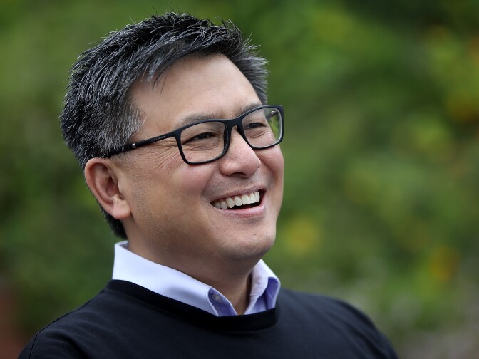 SAN FRANCISCO, CA - JUNE 07:  California Democratic gubernatorial candidate, California State Treasurer John Chiang, looks on during a campaign event near the Golden Gate Bridge on June 7, 2017 in San Francisco, California. John Chiang is continuing his campaign kickoff road trip throughout California.  (Photo by Justin Sullivan/Getty Images)