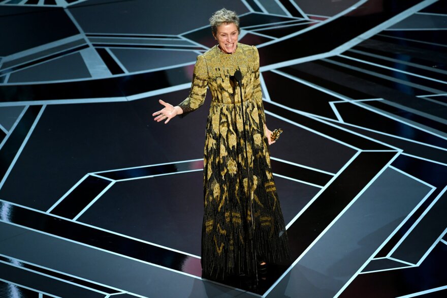 Frances McDormand won best actress for her role in Three Billboards Outside Ebbing, Missouri. As she accepted her award, she asked all other female Oscar nominees to stand up and be recognized.